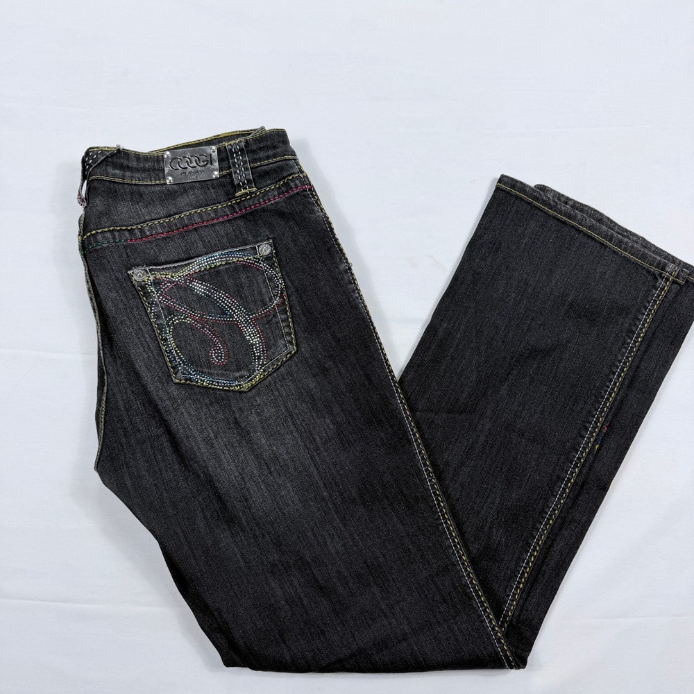 Coogi Jeans Rhinestone Embellished Bootcut Denim Size 13/14 Dark Wash Stretch
